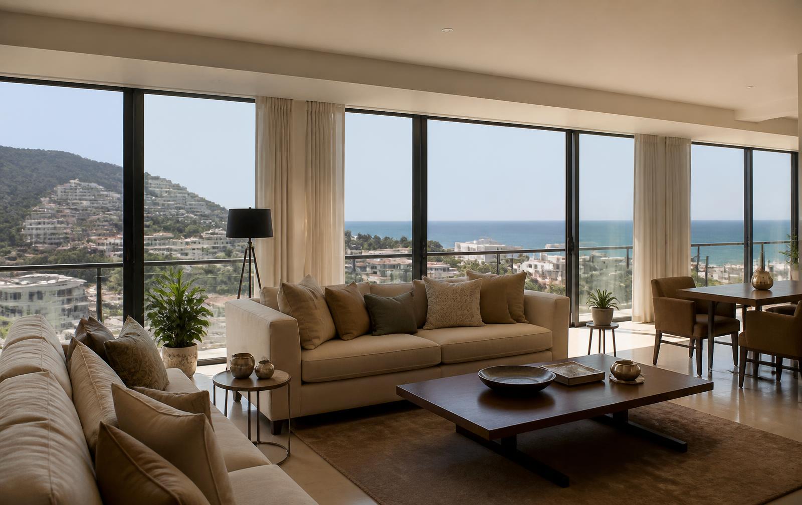 Séjour d'un appartement CAYOR avec vue panoramique