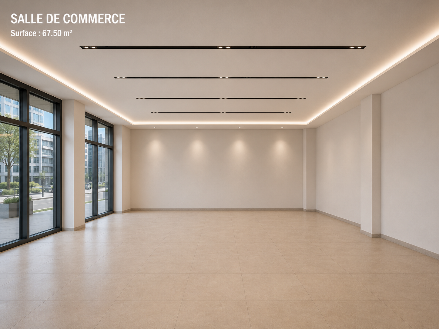 Salle de commerce — 67,5 m² au RDC